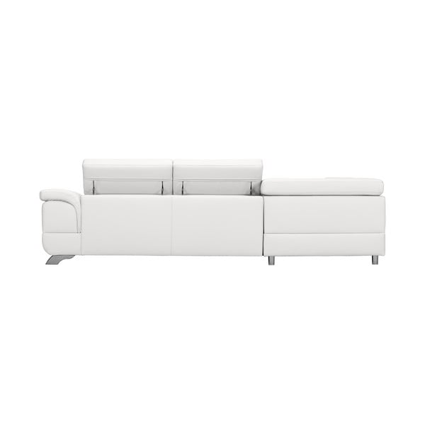 Bílá kožená rozkládací rohová pohovka s úložným prostorem Windsor & Co Sofas Gamma, levý roh-image-2