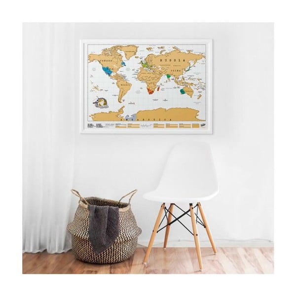 Seškrabávací mapa světa s rámem Luckies of London Original