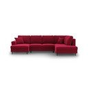 Červená sametová rozkládací/s úložným prostorem rohová pohovka (pravý roh/do "U") Kyoto – Cosmopolitan Design