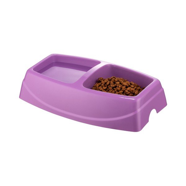 Fialová dvojitá miska pro psa Petpetite, 23,5 x 15,5 cm