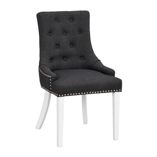 Černá polstrovaná jídelní židle s bílými nohami Rowico Vicky