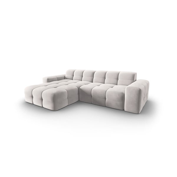 Světle šedá sametová rohová pohovka (levý roh) Kendal – Micadoni Home-image-3