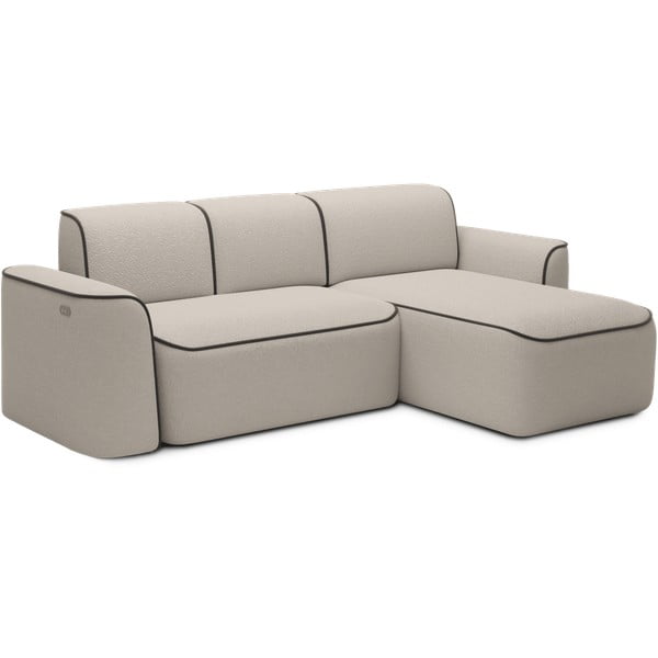 Béžová rohová pohovka z textilie bouclé (pravý roh/s lenoškou) Ume – ELTAP-image-2