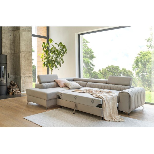 Tmavě šedá sametová rozkládací/s úložným prostorem rohová pohovka (levý roh/do L) Laurence – ELTAP-image-3