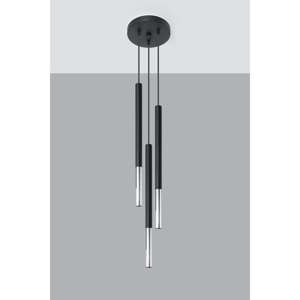 Černé/ve stříbrné barvě kovové závěsné svítidlo ø 20 cm Asarot – Sollux-image-3