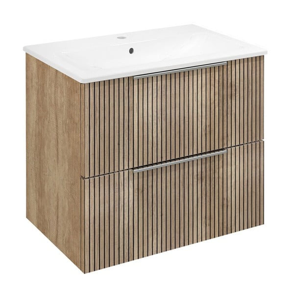 Závěsná skříňka bez umyvadla v dekoru dubu v přírodní barvě 58x54 cm Cirasa – Sapho