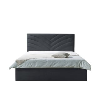 Tmavě šedá čalouněná dvoulůžková postel s úložným prostorem s roštem 160x200 cm Palmyre - Bobochic Paris