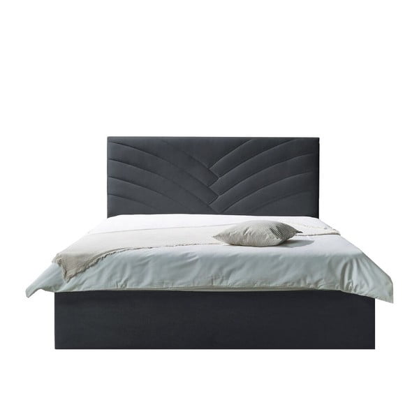Antracitová čalouněná dvoulůžková postel s úložným prostorem s roštem 160x200 cm Palmyre – Bobochic Paris