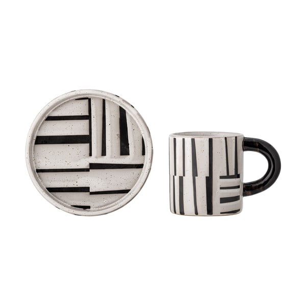 Černobílý šálek z kameniny 300 ml Frankie – Bloomingville-image-3