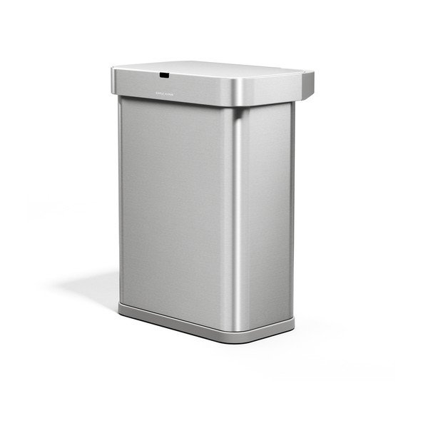 Bezdotykový ocelový odpadkový koš ve stříbrné barvě 58 l Sensor – simplehuman