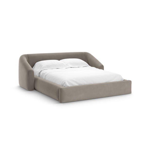 Světle hnědá čalouněná dvoulůžková postel s úložným prostorem s roštem 160x200 cm Campi – Cosmopolitan Design