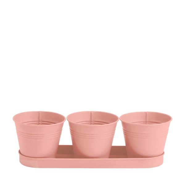 Sada 3 lososových květináčů na bylinky Butlers Zinc