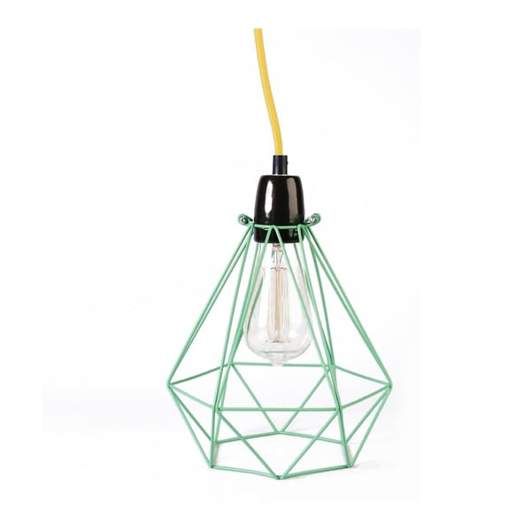 Světlo se zeleným stínítkem a žlutým kabelem Filament Style Diamond #1