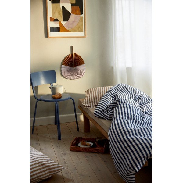 Bílo-tmavě modré prodloužené krepové povlečení na jednolůžko 140x220 cm Bæk&Bølge – JUNA-image-4