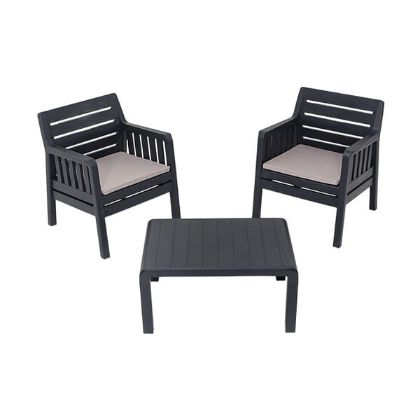Antracitový zahradní lounge set pro 2 Lara – Floriane Garden
