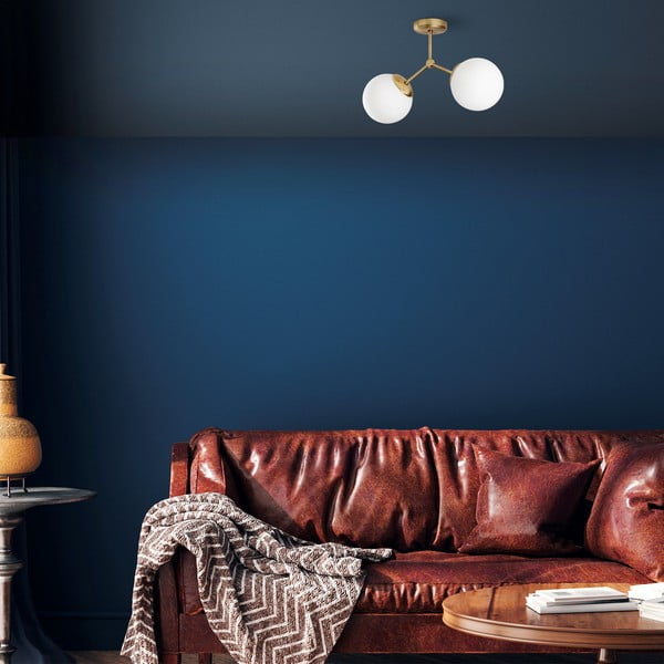 Bílé/v mosazné barvě stropní svítidlo se skleněným stínidlem 15x44 cm Damar – Opviq lights-image-4