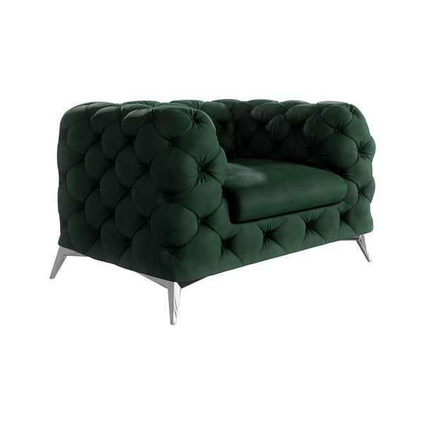 Tmavě zelené sametové křeslo Chelsea – Ropez