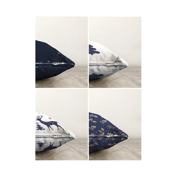 Povlaky na polštáře v sadě 4 ks s vánočním motivem 43x43 cm Blue Christmas – Mila Home-image-2