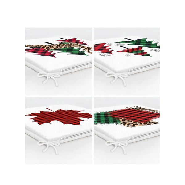 Podsedáky v sadě 4 ks s vánočním motivem 40x40 cm Tartan – Mila Home-image-2