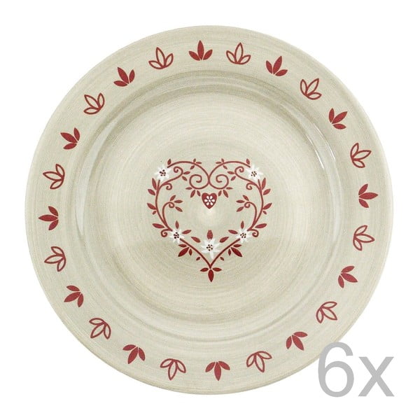 Sada keramických talířů Heart 28 cm (6 ks)