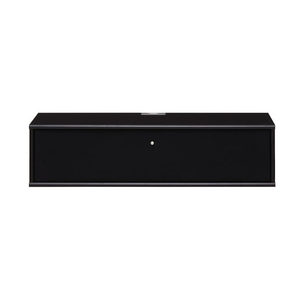 Černý TV stolek v dekoru jasanu 89x22 cm Mistral – Hammel Furniture