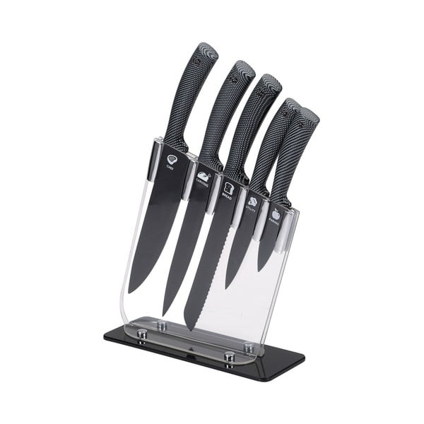 Sada 6 kuchyňských nožů z nerezové oceli ve stojanu Bergner Jarama