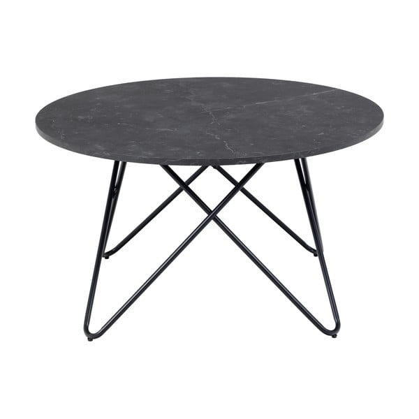 Černý kulatý konferenční stolek s deskou v dekoru mramoru ø 80 cm Wyre – Actona-image-4
