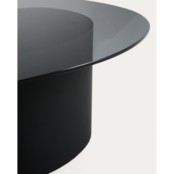 Černý konferenční stolek se skleněnou deskou 74x81,5 cm Olir – Kave Home-image-4