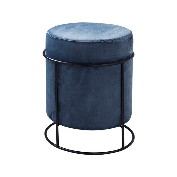 Modrý čalouněný puf Native Stack, ⌀&nbsp;37 cm