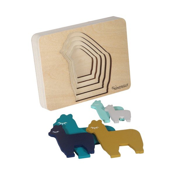 Dřevěné dětské puzzle Kindsgut Lama-image-4