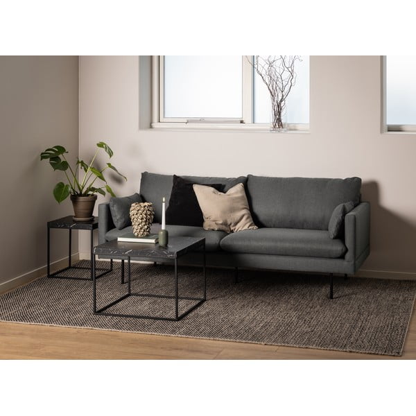 Černý konferenční stolek s deskou v dekoru mramoru 60x60 cm Barossa – Actona-image-1