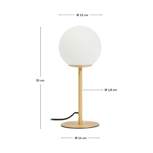 Bílá/ve zlaté barvě stolní lampa se skleněným stínidlem (výška 35 cm) Brisia – Kave Home-image-4