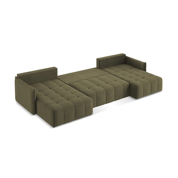 Khaki rozkládací/s úložným prostorem rohová pohovka (do "U") Moku – Makamii-image-3