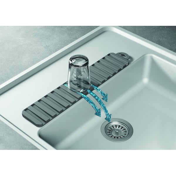 Šedá plastová odkapávací podložka na nádobí 42x8 cm Gravity – Metaltex-image-3