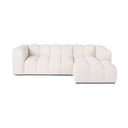 Krémová sametová rohová pohovka (pravý roh/s lenoškou) Cube – Bonami Selection