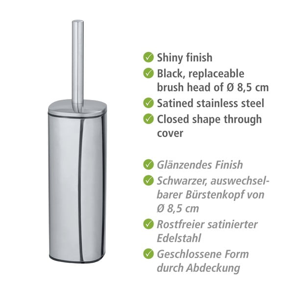 Toaletní kartáč ve stříbrné barvě Wenko Alassio-image-2