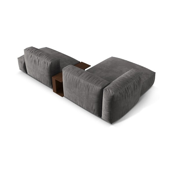 Šedá sametová modulární rohová pohovka (levý roh/s lenoškou) Martina – Micadoni -image-3