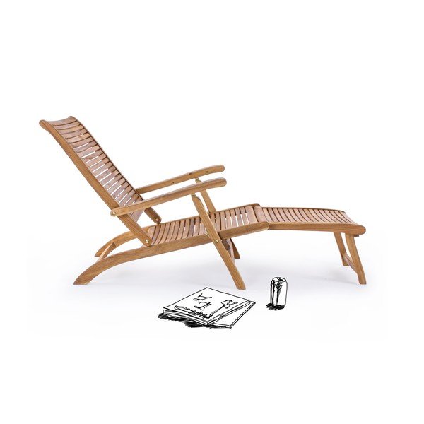 Dřevěné zahradní lehátko v přírodní barvě Noemi – Bizzotto-image-2