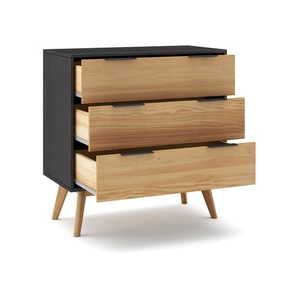 Černá/přírodní vysoká komoda z borovicového dřeva 80x83 cm Lavis – Marckeric-image-4