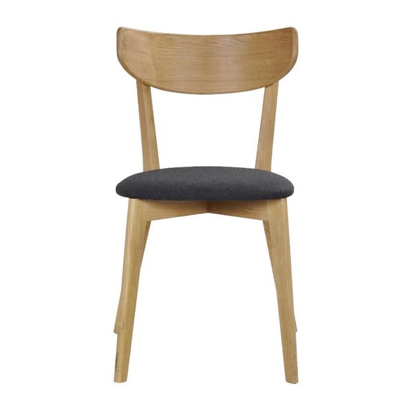 Hnědá dubová jídelní židle s tmavě šedým sedákem Rowico Ami-image-1