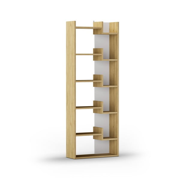 Knihovna v dekoru dubu v bílo-přírodní barvě 60,5x162 cm Klapo – Marckeric-image-3