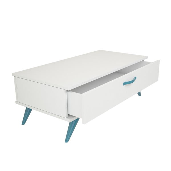 Bílý konferenční stolek s tyrkysovýma nohama Magenta Home Coulour Series