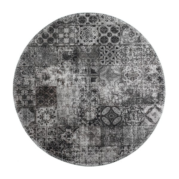 Šedý pratelný kulatý koberec ø 120 cm – Vitaus
