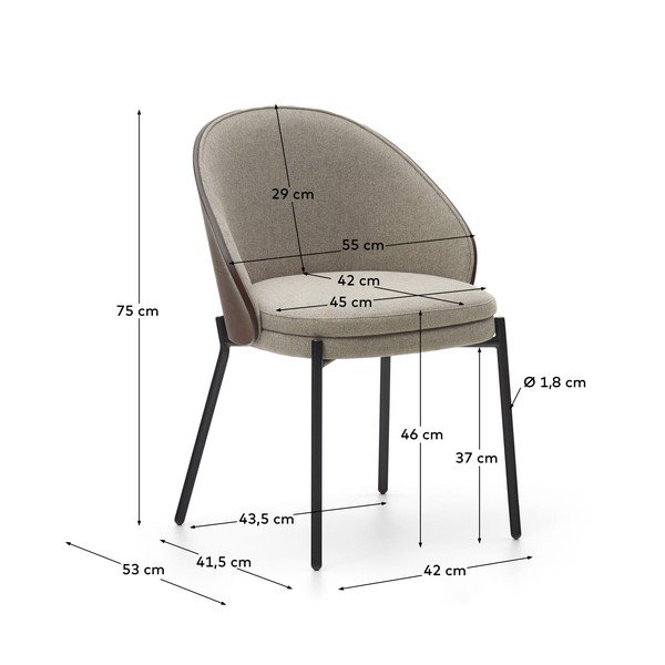 Béžové čalouněné jídelní křeslo Eamy – Kave Home-image-4