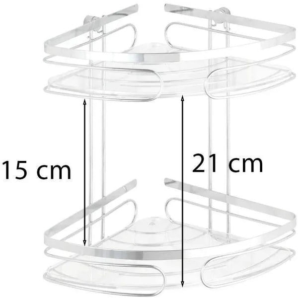 Nástěnná rohová dvoupatrová police z nerezové oceli Wenko Premium-image-4