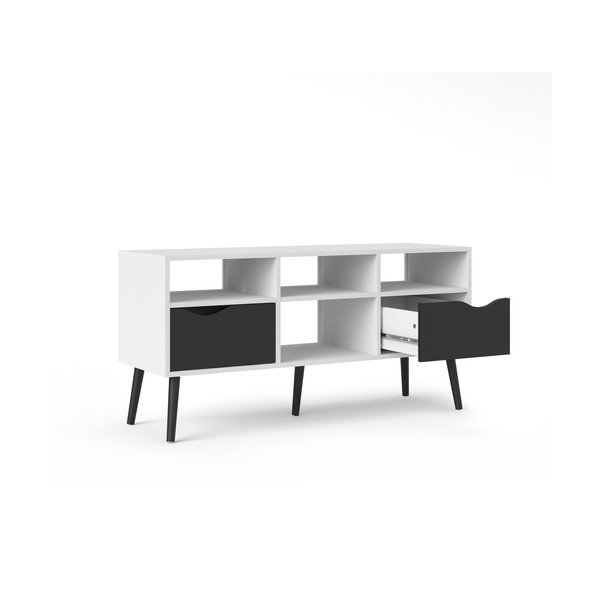 Černo-bílý TV stolek Tvilum Oslo, 117 x 57 cm-image-2