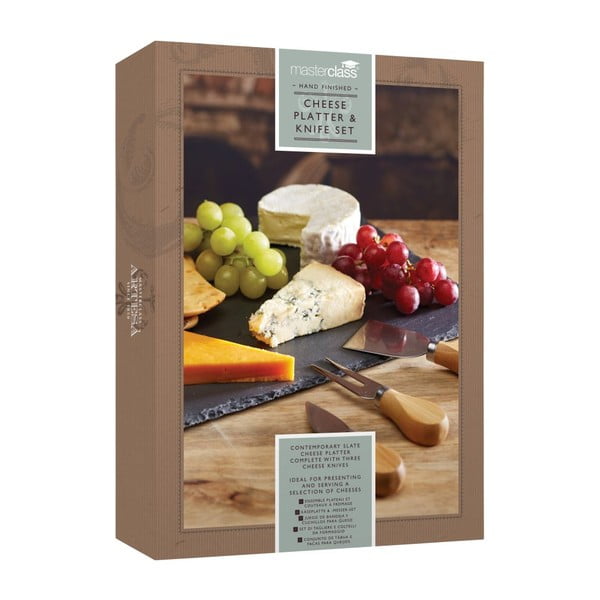 Sada nožů na sýr a břidlicového prkénka Kitchen Craft, 35 x 25 cm-image-2