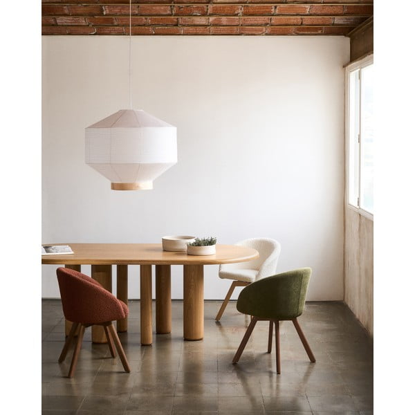 Zelené čalouněné jídelní křeslo s područkami Marvin – Kave Home-image-1