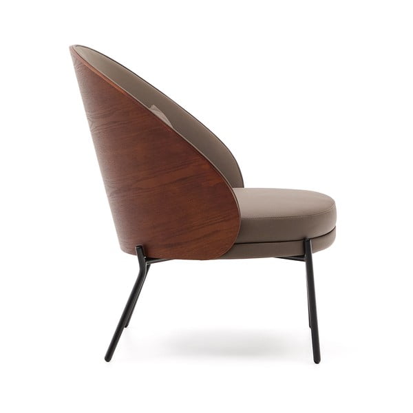 Hnědé křeslo z imitace kůže Eamy – Kave Home-image-3