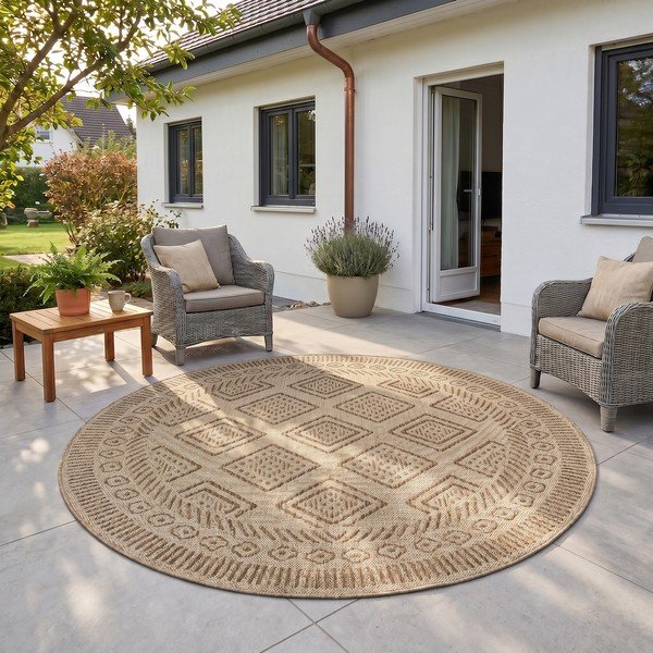 Béžový kulatý vnitřní a venkovní koberec ø 160 cm Mira 1452 – Ayyildiz Carpets-image-1